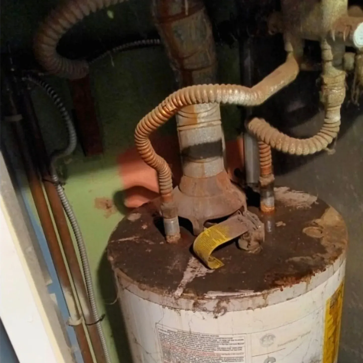 Old narrow tank prepared for removal